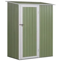Outsunny Casetta da Giardino Porta Utensili in Lamiera di Acciaio, Capanno da Giardino in Acciaio con Porte Scorrevoli, 143x89x186cm, Verde Chiaro(m-1)