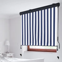 Outsunny Tenda Avvolgibile a Rullo da Esterno, Impermeabile, Funzionamento Manovella, Grigia Bianca e Blu 140 x 200 cm(m-2)