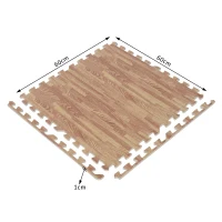 Homcom Tappeto Puzzle Antiscivolo Effetto Legno in EVA Set da 16 Pezzi da 60x60cm, Tappeto Fitness e Gioco(m-3)