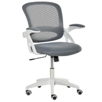 Vinsetto Sedia da Ufficio Ergonomica con Schienale a Rete e Seduta Imbottita, Altezza Regolabile, 65.5x61.5x88-97.5cm, Grigio(m-1)