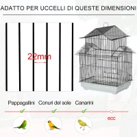 PawHut Gabbia per Uccelli in Metallo e Plastica con Maniglia di Trasporto e Vassoio Estraibile, 51x40x67cm(m-4)