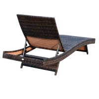 Outsunny Lettino Sedia a Sdraio Prendisole da Giardino Spiaggia in Alluminio Polyrattan Portata 180 kg Marrone(m-8)