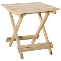 Outsunny Tavolo da Picnic in Legno, Tavolino da Giardino o da Esterno Pieghevole e Portatile, 50x50x51cm(m-1)