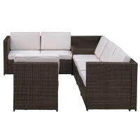 Outsunny Set da Giardino 8 Pezzi con 4 Poltrone, 2 Poltrone Angolari e 2 Tavolini per Giardino in Rattan Marrone(m-4)