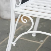 Outsunny Panchina in Metallo da Giardino, Panca da Giardino 2 Posti, 134x51x89cm - Bianco(m-11)