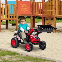 HOMCOM Tracteur électrique Enfant - tractopelle Enfants 6V - V. Max. 2,5 Km/h - Effets Lumineux sonores - Pelle Manuelle - métal PP Noir Rouge(m-2)
