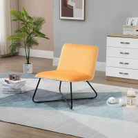HOMCOM Poltrona in Velluto Stile Nordico Senza Braccioli, Poltroncina da Camera con Base in Metallo Incrociata, 55x69x68cm, Giallo(m-2)