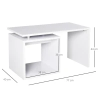 HomCom Moderno Tavolino da Salotto in Legno MDF, Bianco Opaco, 77x40x44cm(m-3)