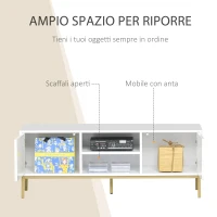 HOMCOM Mobile Porta TV Moderno con 2 Armadietti e Vano Centrale, Mobiletto Basso per TV fino 60'', Bianco e Color Legno, 120x40x44.6cm(m-4)