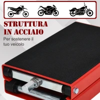 DURHAND Cavalletto Alzamoto, Sollevatore per Moto in Acciaio Rosso e Nero, Pieghevole e Antiscivolo 41.5 x 23.5 x 10-37cm(m-5)