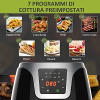 HOMCOM Friggitrice ad Aria Calda 3.5L, 7 Programmi, Temperatura Regolabile 80-200°C, 1500W, Friggitrice Senza Olio con Timer 60 minuti, Touchscreen(m-5)