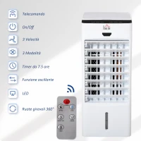 HOMCOM Raffrescatore Evaporativo con Telecomando e Serbatoio 4L, Ventilatore con Ghiaccio 9 Funzioni Timer 7.5h e Oscillazione, 75W, Bianco(m-8)