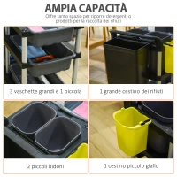 HOMCOM Carrello Pulizie Professionale 3 Livelli, in Plastica e Alluminio, 110x50x92cm, Grigio(m-6)