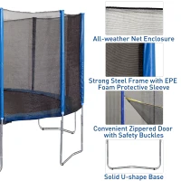 HOMCOM Trampolino Elastico con Canestro Basket | Rete di Sicurezza Pali Imbottiti | Adulti e Bambini | Fino 150 kg Φ378cm(m-6)