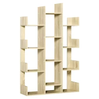 HOMCOM Bibliothèque étagère de rangement en arbre séparation design contemporain dim. 96L x 30l x 150H cm panneaux particules aspect chêne clair(m-1)