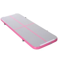 HOMCOM Airtrack tapis de gymnastique gonflable tapis de tumbling entraînement avec pompe à air électrique dim. 300L x 100l x 10H cm tissu stratifié PVC rose(m-1)