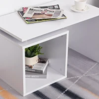 HomCom Moderno Tavolino da Salotto in Legno MDF, Bianco Opaco, 77x40x44cm(m-5)