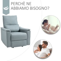 HOMCOM Poltrona Reclinabile Manuale con Extra Imbottitura, Inclinazione 150° con Poggiapiedi, 83x90x104cm Grigio-verde(m-7)