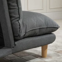 HOMCOM Poltrona Moderna con Poggiapiedi Design Poltrona Chaise Longue con Schienale Reclinabile in Lino Grigio, 64x65x105cm(m-9)