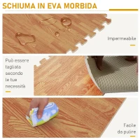 Homcom Tappeto Puzzle 42 Pezzi in EVA Effetto Legno Scuro 61.5x61.5cm(m-7)