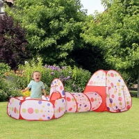 HOMCOM Tenda 3 in 1 per Bambini 18+ Mesi con Tunnel, Vasca Palline e Canestro, Sistema Pop-Up (290x120x90cm)(m-6)