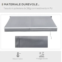 Outsunny Tenda da Sole a Bracci 250x200cm Elettrica Apertura con Telecomando o Manovella, in Alluminio e Poliestere Grigio(m-6)
