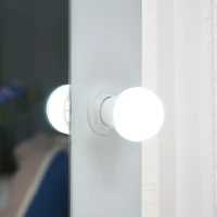 HOMCOM Toletta da Camera con Specchio e 9 Luci LED, Tavolo Trucco con Cassetto e Vani Aperti 70x40x160cm, Bianco(m-6)
