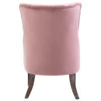 Homcom Poltroncina in Velluto Rosa con Gambe in Legno e Schienale Trapuntato(m-6)