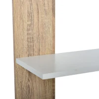 HOMCOM Scaffale Libreria a Parete in Legno Color Rovere e Bianco con 5 Ripiani, Antiribaltamento, 45 x 21 x 170cm(m-10)