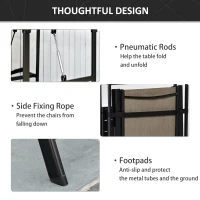 Outsunny Set Mobile da Giardino con 2 Sedie Pieghevoli e Tavolo con Mensola Laterale in Metallo e Texteline, Marrone e Nero(m-6)