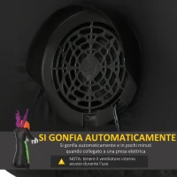 HOMCOM Fantasma Gonfiabile Halloween, Decorazione da Giardino Halloween Impermeabile e Autogonfiabile con Picchetti e Funi 120x90x240cm(m-6)
