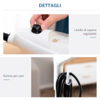 HOMCOM Scopa a Vapore Elettrica con 11 Accessori, Serbatoio 450 ml, 1330 W - Bianca(m-8)