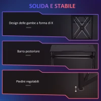 HOMCOM Scrivania da Gaming con Luci a LED di 20 Colori, Scrivania per Computer Porta PC con Portabicchieri e Gancio Cuffie, 120x60x73cm, Nera(m-7)