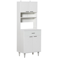 HOMCOM Credenza Alta da Cucina, Madia Classica Bianca in Legno con 2 Armadietti e 1 Mensola, Bianco, 60x40x160cm
