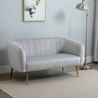 HOMCOM Divano 2 Posti Design Moderno Imbottito con Braccioli e Spalliera, per Soggiorno, Sala, Ufficio, Colore Grigio(m-10)