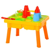 HOMCOM Sabbiera per Bambini Tavolo da Gioco Sensoriale con 2 Vani Separati per Acqua e Sabbia, 23 Pezzi, 59x42x37cm(m-1)