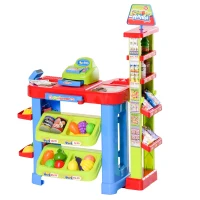 HOMCOM Gioco Supermarket per Bambini Luci e Suoni Cassa Giocattolo e Accessori(m-1)