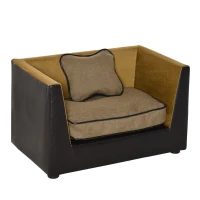 PawHut Divano sofa lettino letto di lusso per cani gatti animali domestici in pelle sintetica(m-1)