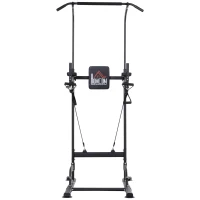 HOMCOM Stazione Fitness Multifunzione Power Tower per Allenamento a Casa Professionale Portata 120kg 129x98x172-224cm(m-17)