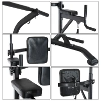 HOMCOM Stazione Fitness Multifunzione Power Tower per Allenamento a Casa Professionale Portata 120kg 129x98x172-224cm(m-9)