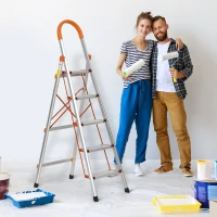 HOMCOM Scala Professionale in Alluminio con 5 Gradini di 13.5 cm Pieghevole, Richiudibile e Salvaspazio, 53x85x165cm(m-2)