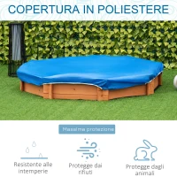 Outsunny Sabbiera per Bambini in Legno con Sedili e Copertura, Età 3-8 Anni, 139.5x139.5x21.5cm(m-5)