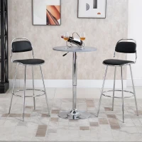 HOMCOM Set 2 Sgabelli da Bar Alti con Schienale e Poggiapiedi, Seduta in PU e Struttura in Metallo, Stile Industriale Moderno, 42.5x48.5x104 cm, Nero(m-2)