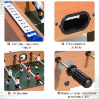 HOMCOM Table baby-foot pour enfants à partir de 3 ans 2 ballons 18 joueurs 69 x 37 x 24 cm(m-4)