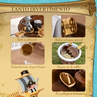 HOMCOM Nave dei Pirati Giocattolo per Bambini, Giochi per Mare e Giardino con 26 Accessori Inclusi, 45.5x30x57.5cm(m-6)