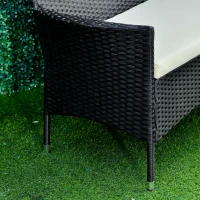 Outsunny Salotto da Giardino con Tavolo, 2 Poltrone e Divano 2 Posti, Set Mobile da Giardino in Rattan PE con Cuscini, Nero e Bianco(m-9)