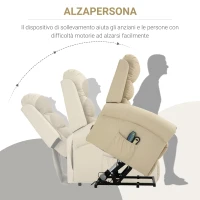 HOMCOM Poltrona Reclinabile Alzapersona in Ecopelle Massaggiante e Riscaldante con Sollevatore Automatico e Telecomando(m-4)