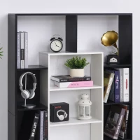 HOMCOM Mobile Libreria a Muro, Design Moderno e Antiribaltamento in Legno Bianco e Nero, per Casa, Ufficio, 95x22x150cm(m-9)