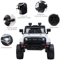 HOMCOM Macchina Elettrica per Bambini Jeep Fuoristrada con Telecomando, 2 Velocità 3-5km/h e USB, Bianco, 99.2x66.6x66.6cm(m-6)