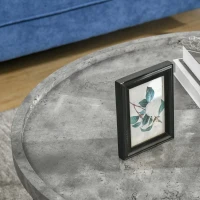 HOMCOM Table Basse Ronde Design dim. Ø 80 x 41H cm piètement croisé métal Noir Plateau MDF Effet béton ciré(m-8)